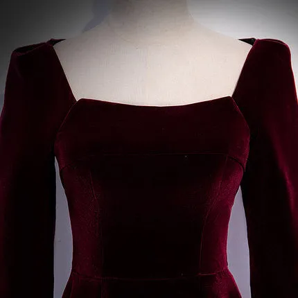 A line Burgundy Long Prom Dresses SH167