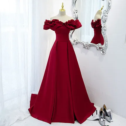 A line Red Long Prom Dresses SH180