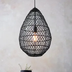 Amos Aviary Droplet Pendant Black Rattan