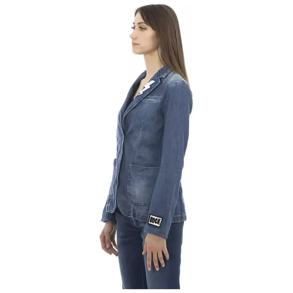 Baldinini Trend Blue Cotton Women Jacket