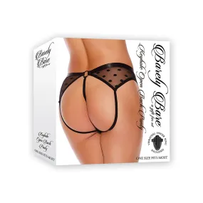 Barely Bare Keyhole Open-Back Panty With Vibrating Finger Ring Black O/S