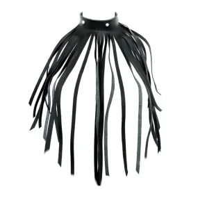 Black Leather Fringe Necklace Bondage Collar