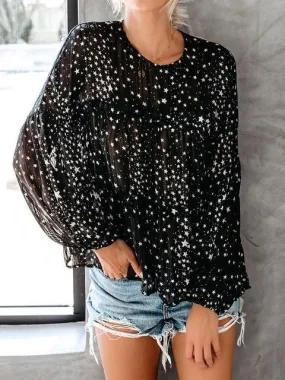 Blouse à Pois Imprimé Étoiles