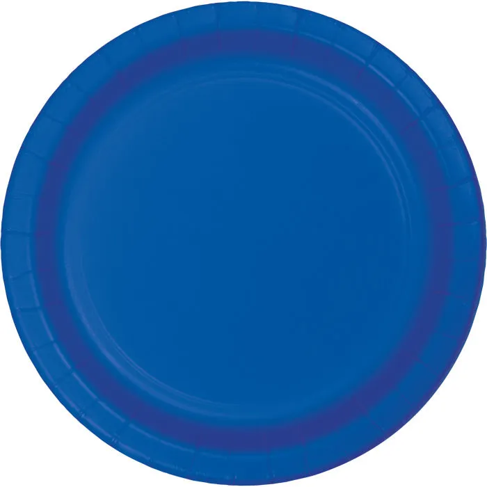 Bulk Cobalt Blue Paper 6.75 inch Dessert Plates (240 per Case)