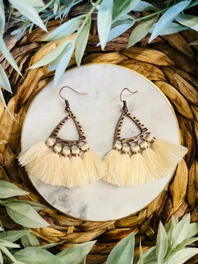 Carissa Fringe Earrings  Cream