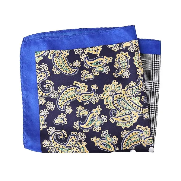 Classy Men Blue Multi-Pattern Pocket Square