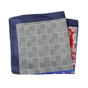 Classy Men Blue Red Multi-Pattern Pocket Square