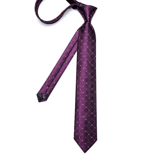 Classy Men Purple Designer Polka Dot Silk Tie