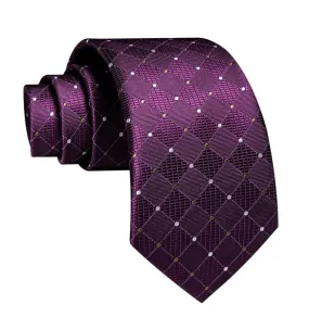 Classy Men Purple Designer Polka Dot Silk Tie