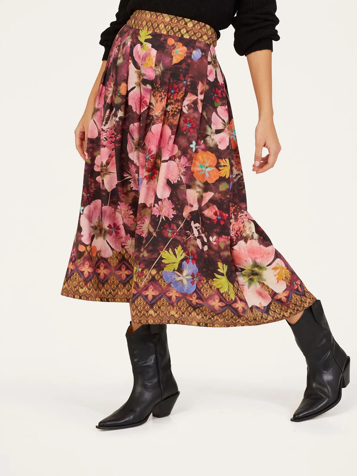 Emelia Tencel Midi Skirt - Elderberry Red