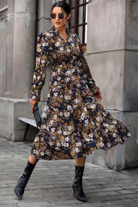 Floral Flounce Sleeve Tiered Dress