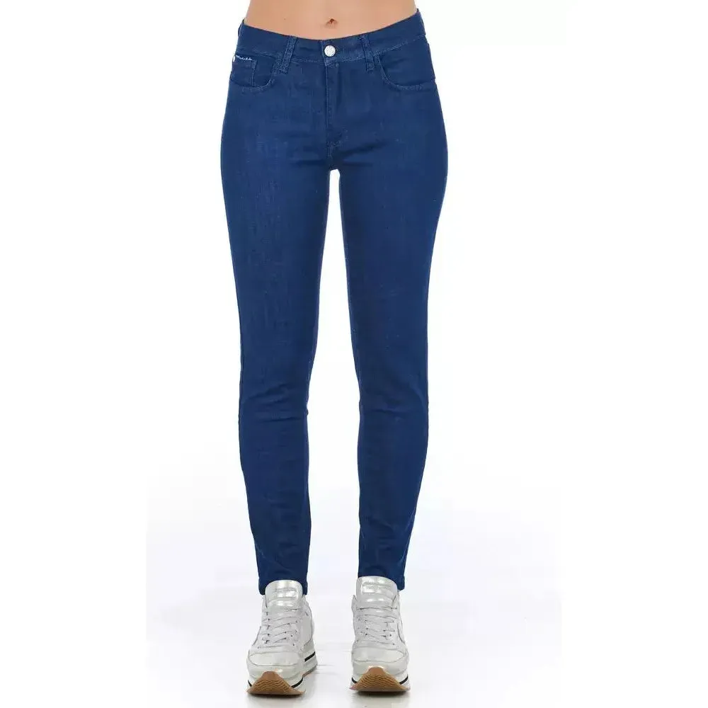 Frankie Morello Blue Cotton Women Skinny Jean