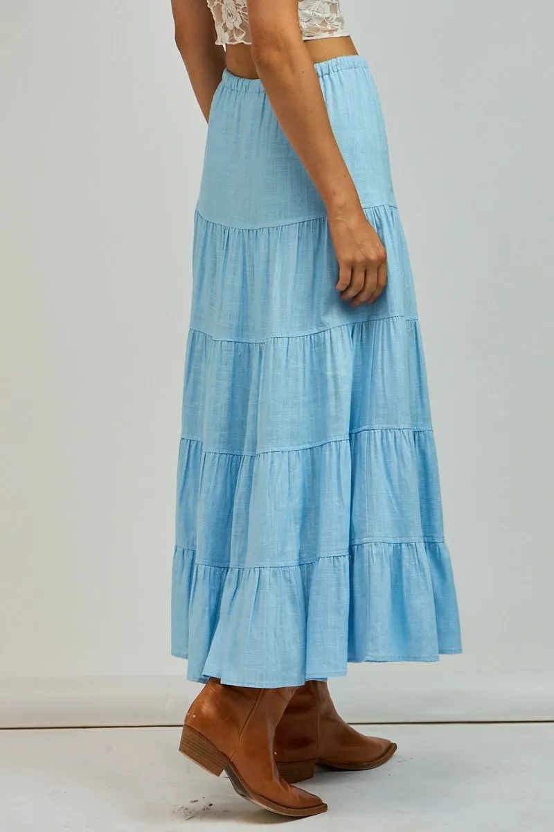 Front Tie Ruffle Maxi Skirt