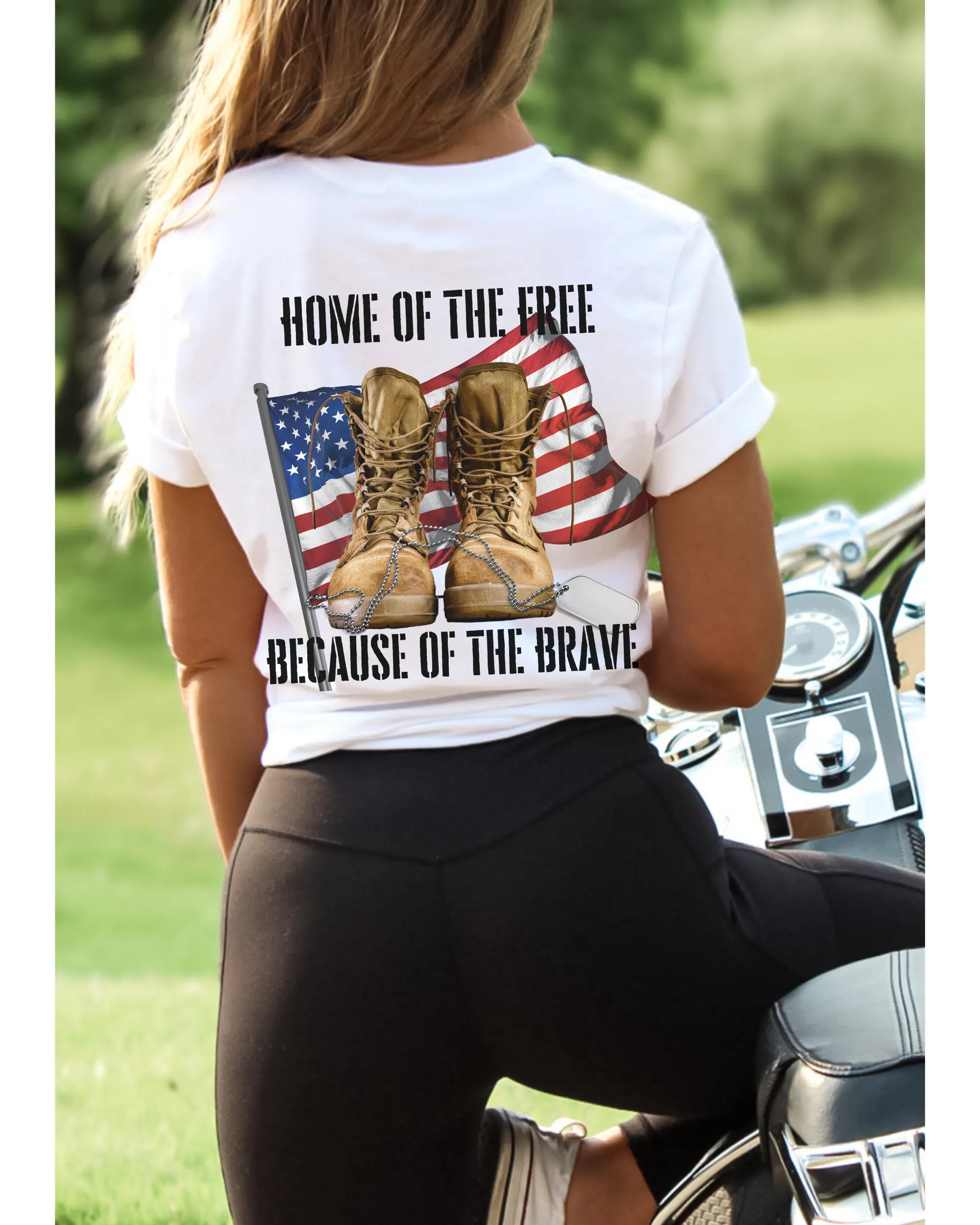 Home Of The Free Because of The Brave T-Shirt, 5th of July T-Shirt, Military-Inspired July Fourth T-Shirt Front or Back Design