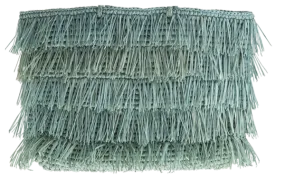 Isabella Fringe Straw Clutch, Aqua