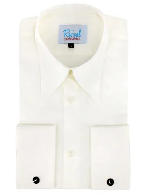 Ivory Forties Style Spearpoint Collar Shirt with French Cuff