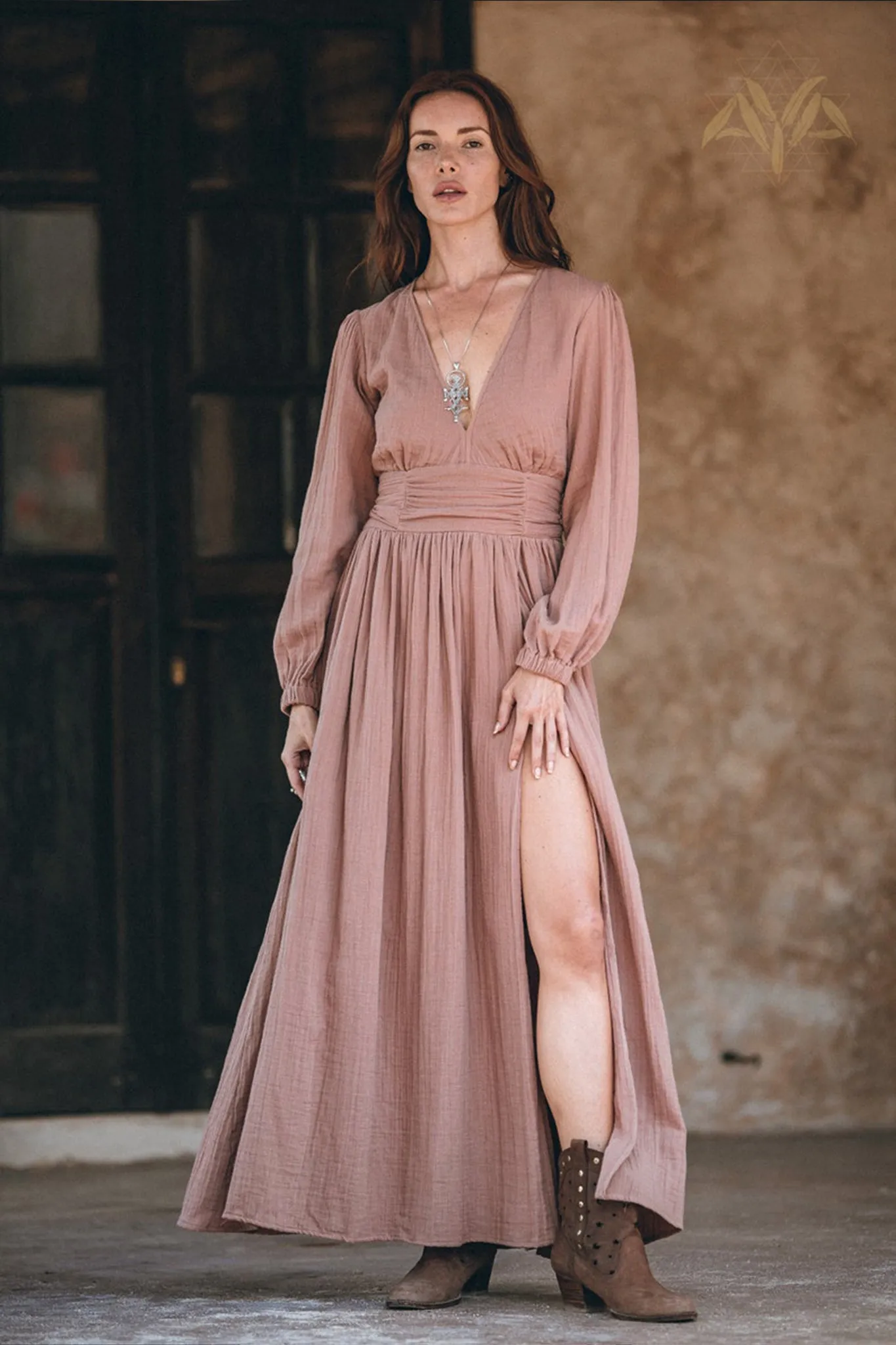 Long Sleeve Organic Boho Dress • Bridesmaid Dress • Bohemian Dress