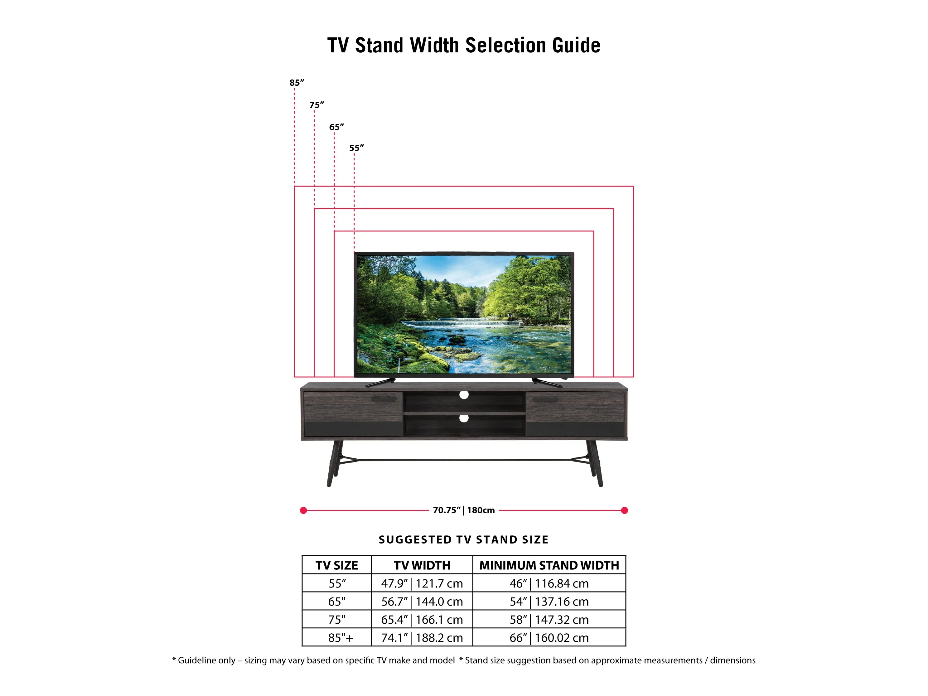 Mid Century Modern TV Stand, TVs up to 85"