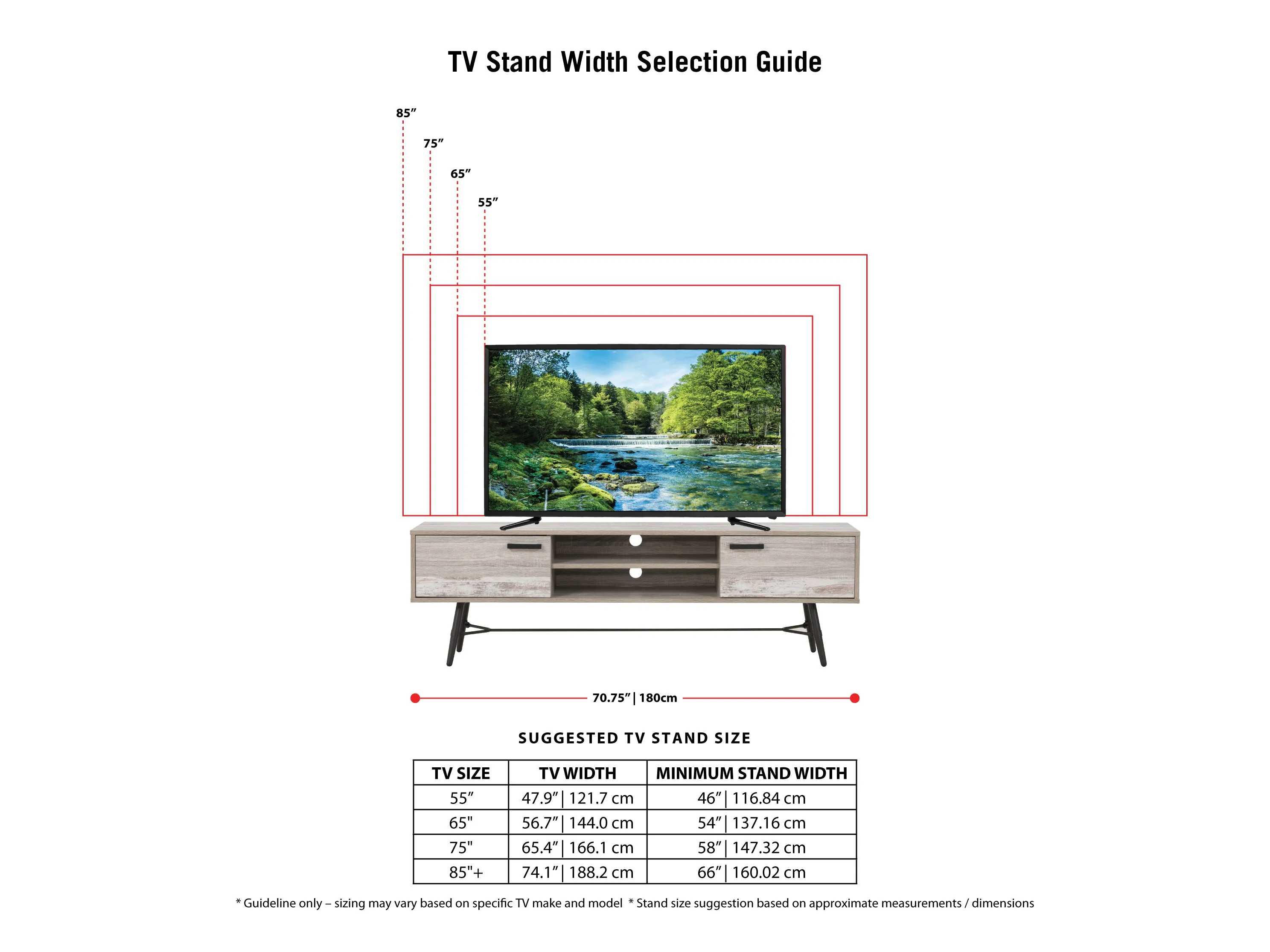 Mid Century Modern TV Stand, TVs up to 85"