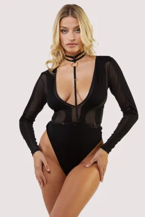 Midnight Black Mesh & Jersey Bodysuit