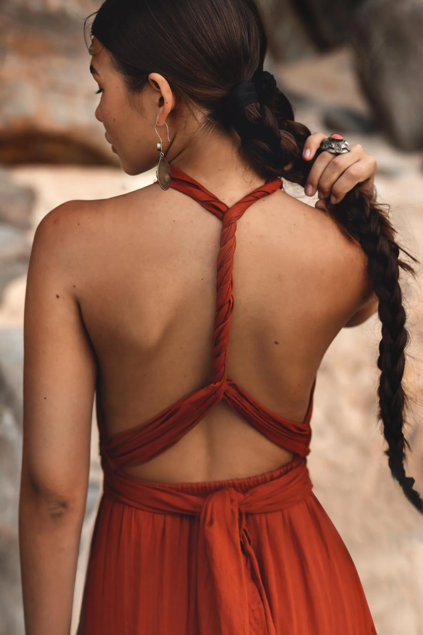 Red Multiway Dress • Beach Adjustable Dress • Boho Sleeveless Dress