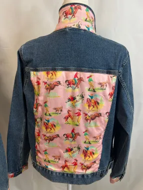 Retro Cowgirl on Denim Jacket