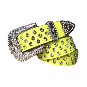 Rhinestone Diamond Belt With Yellow Strap