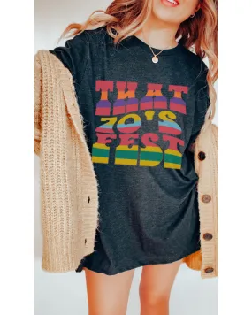 That 70's Fest T-Shirt, Retro Music Festival T-Shirt, Vintage-Inspired Vintage Hippie Design, Trendy Groovy T-Shirt