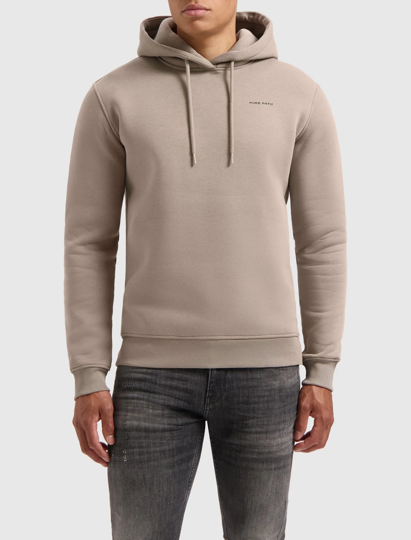 Tonal Floral Back Print Hoodie | Taupe