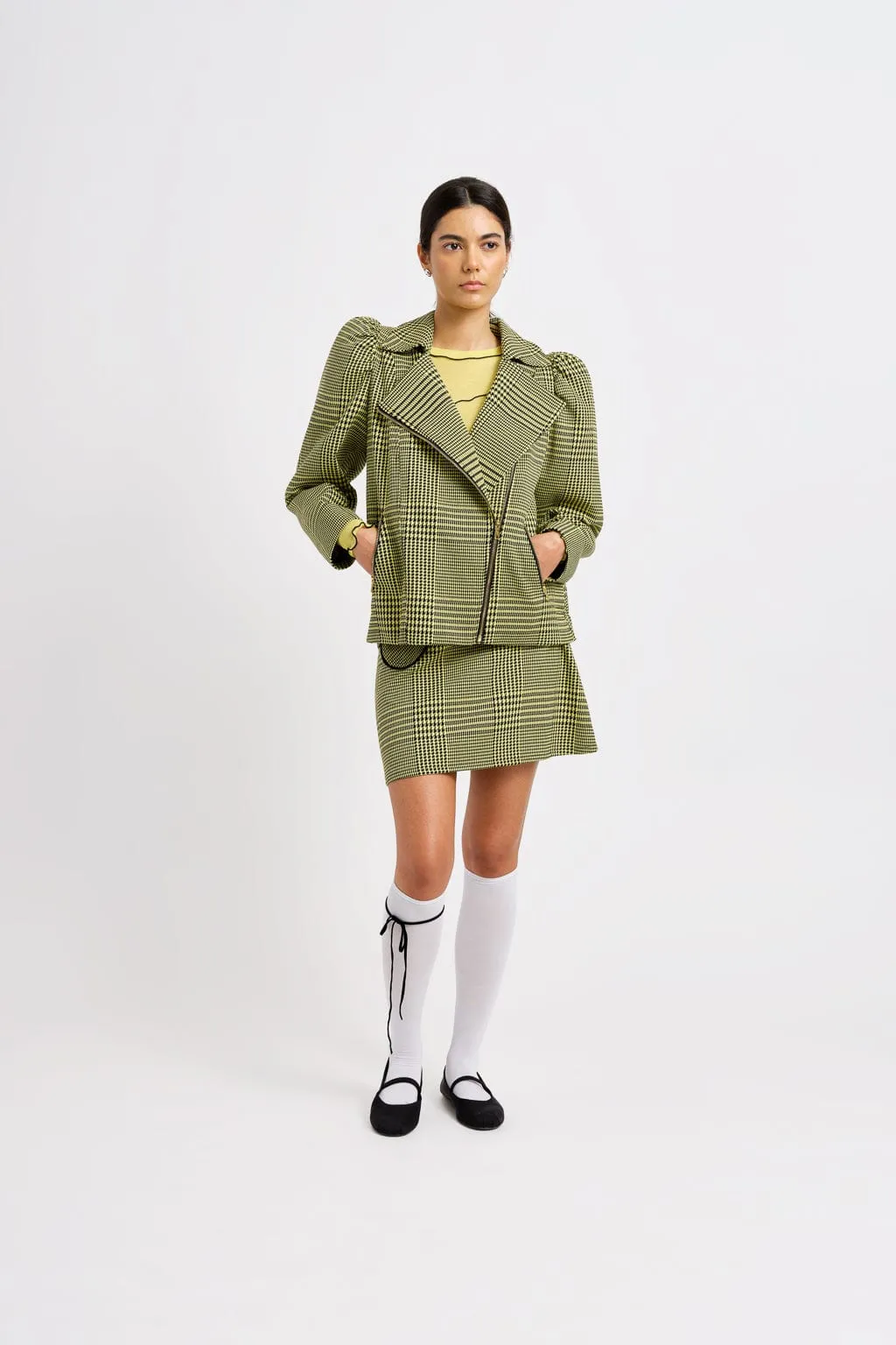 Valentine Moto Coat Yellow Clueless Plaid