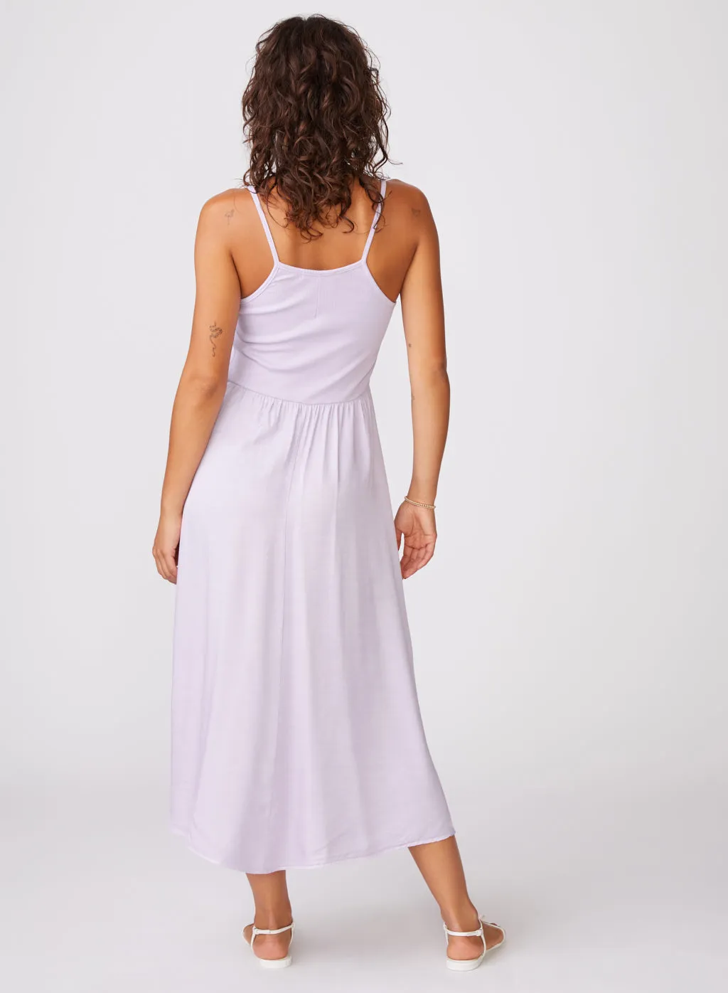 Viscose Satin Mixed Media Cami Dress in Lilac