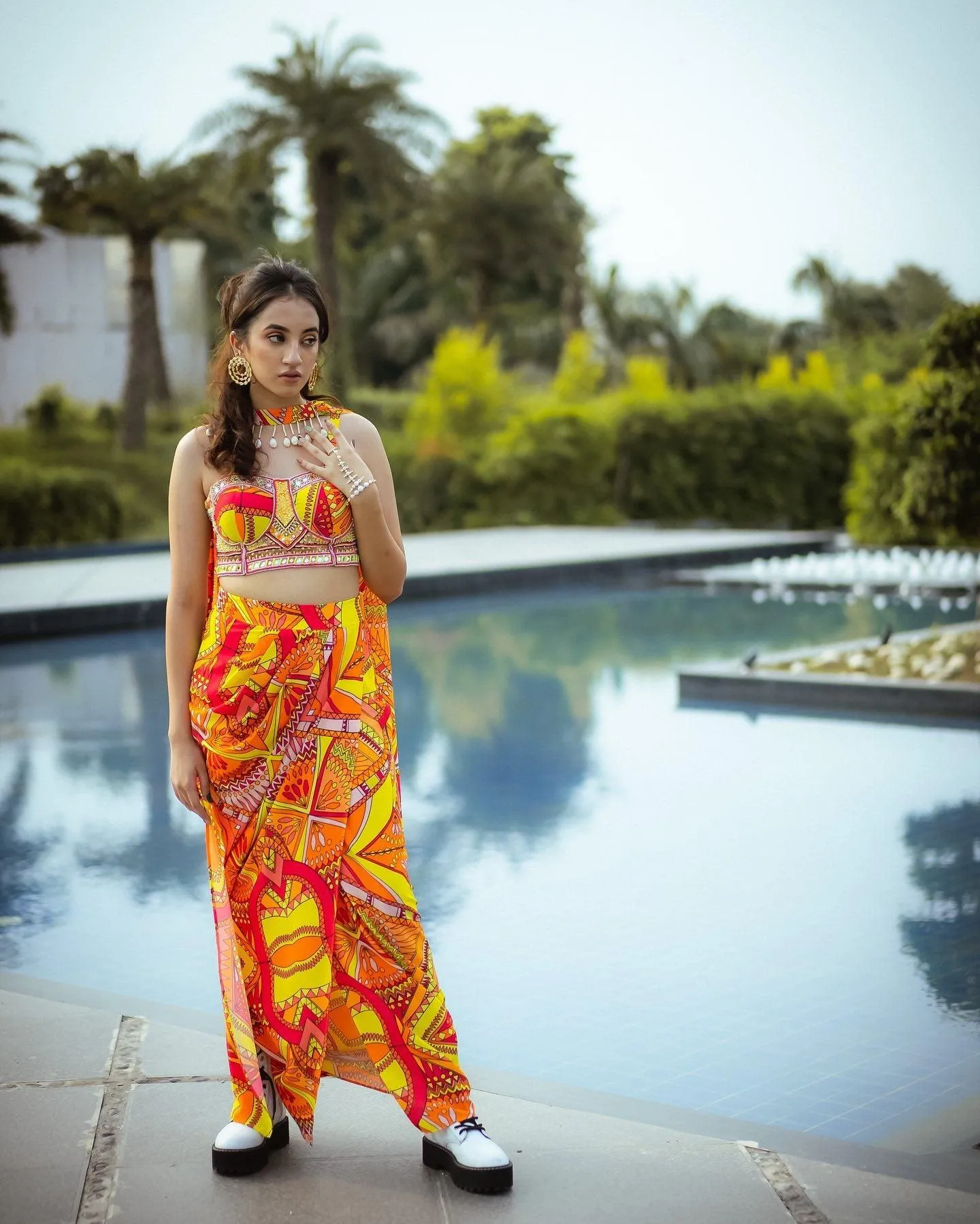 Yellow Aztec Boho Dhoti Set